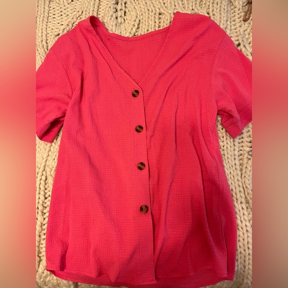 Pink Button Up Top - Picture 1 of 3